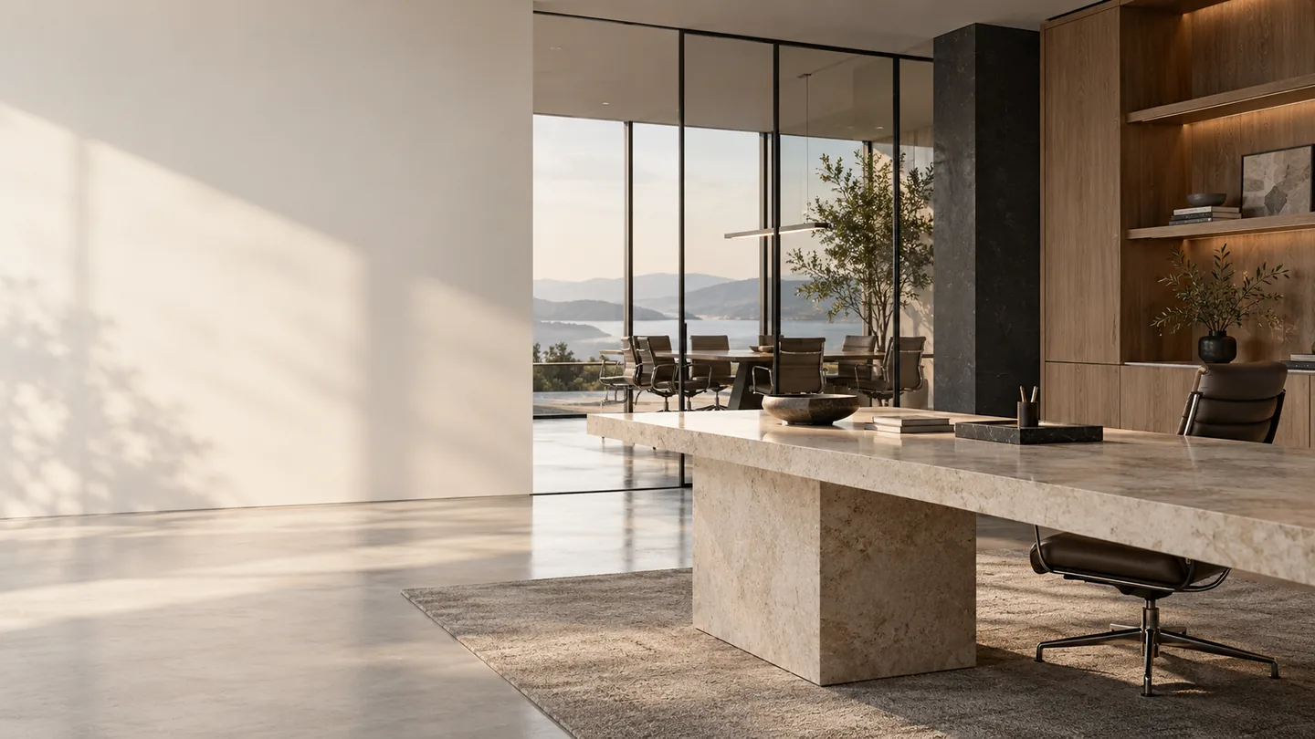Warm modern advisory office interior